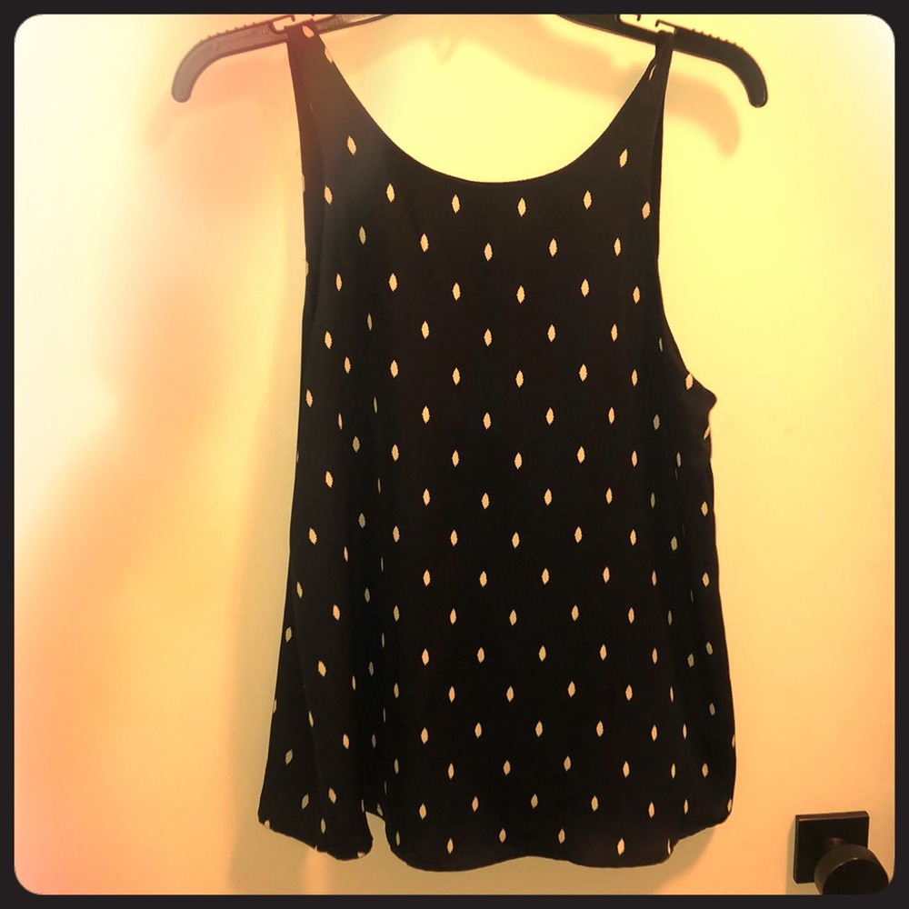Navy silky tank w/ open/tie back-never worn